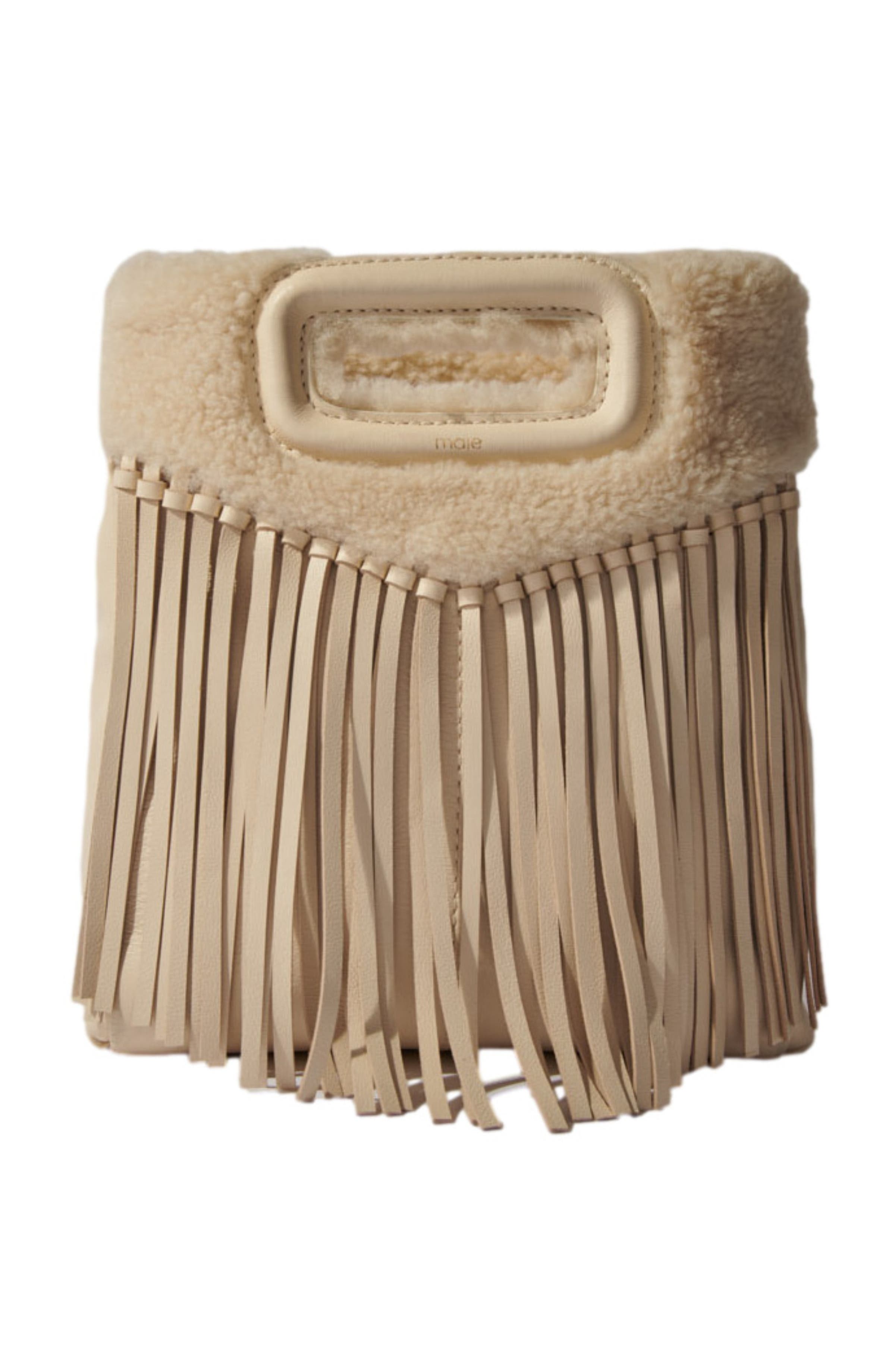maje Faux fur M bag in Ecru 