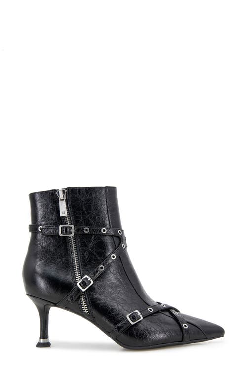 Kenneth Cole Umi Pointed Toe Moto Bootie In Black Leather