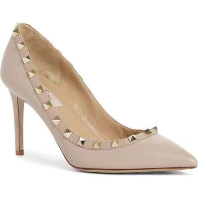 Valentino Garavani Rockstud Pointy Toe Pump, Beige