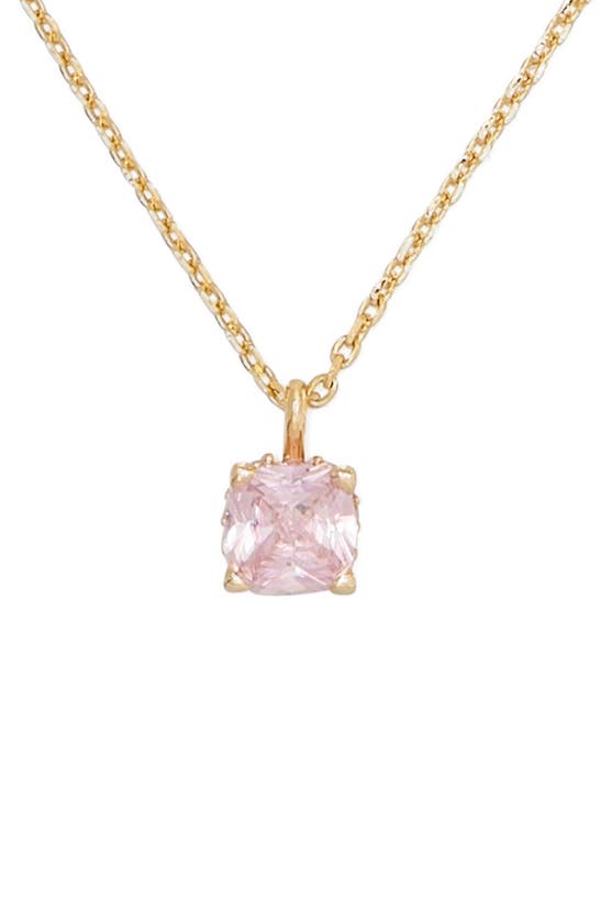 Shop Kate Spade Cushion Cubic Zirconia Pendant Necklace In Pink.