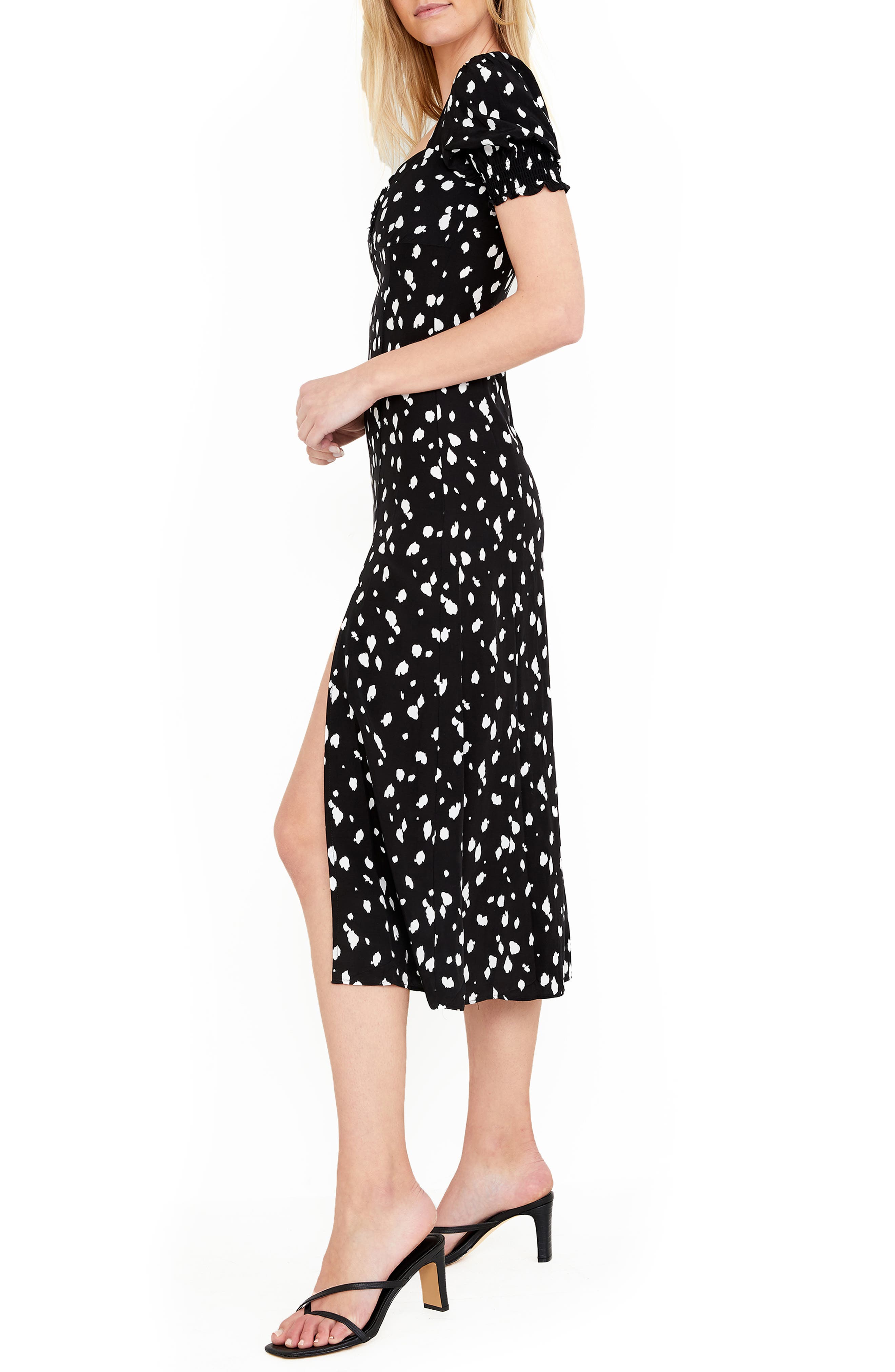 bardot millie spot print midi dress