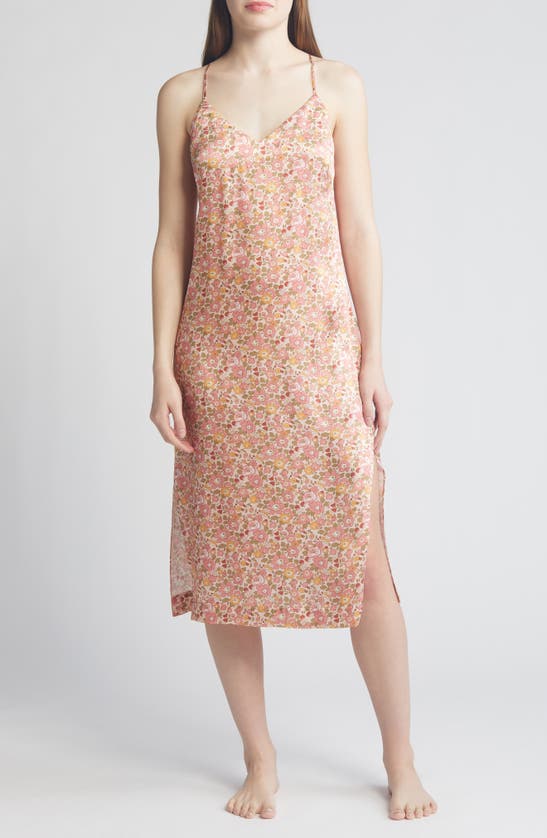 Shop Liberty London Floral Silk Satin Nightgown In Pink