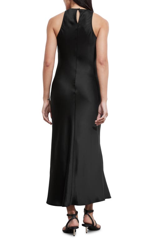 & Other Stories Sleeveless Satin Midi Dress In Black Dark