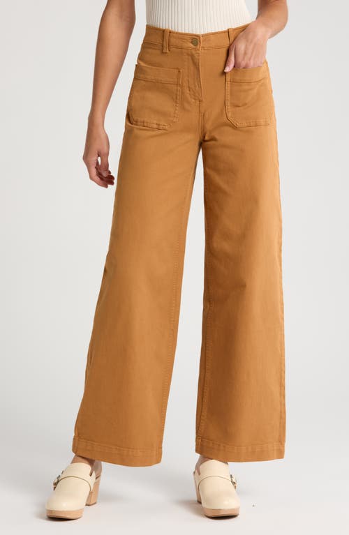 Shop Caslonr Caslon(r) Ultra High Waist Patch Pocket Wide Leg Pants In Tan Sugar