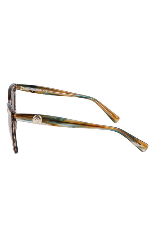 Longchamp Le Pliage 54mm Gradient Cat Eye Sunglasses In Striped Brown/petrol