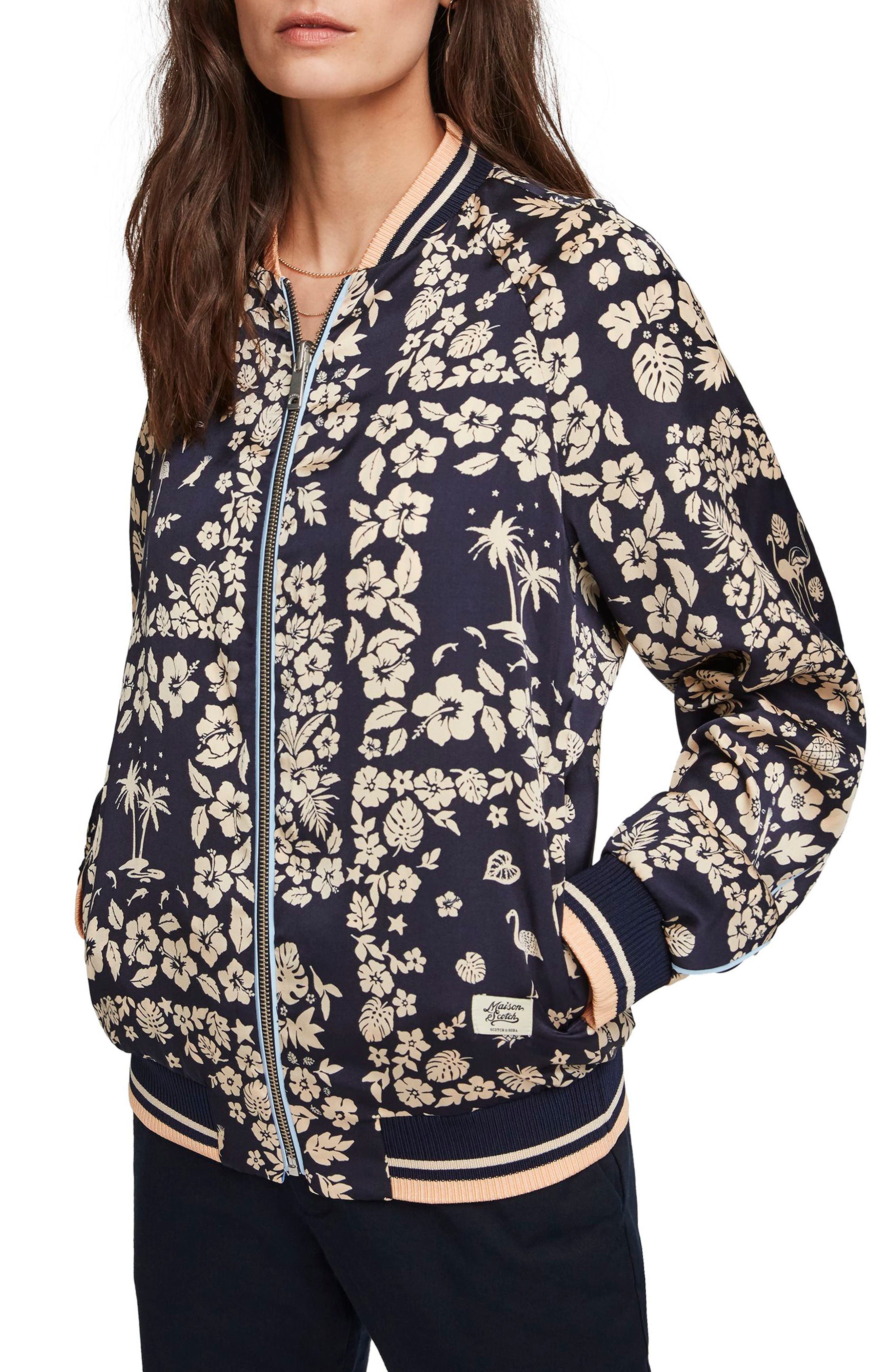 Scotch /& Soda Printed Reversible Bomber Jacket Veste Fille