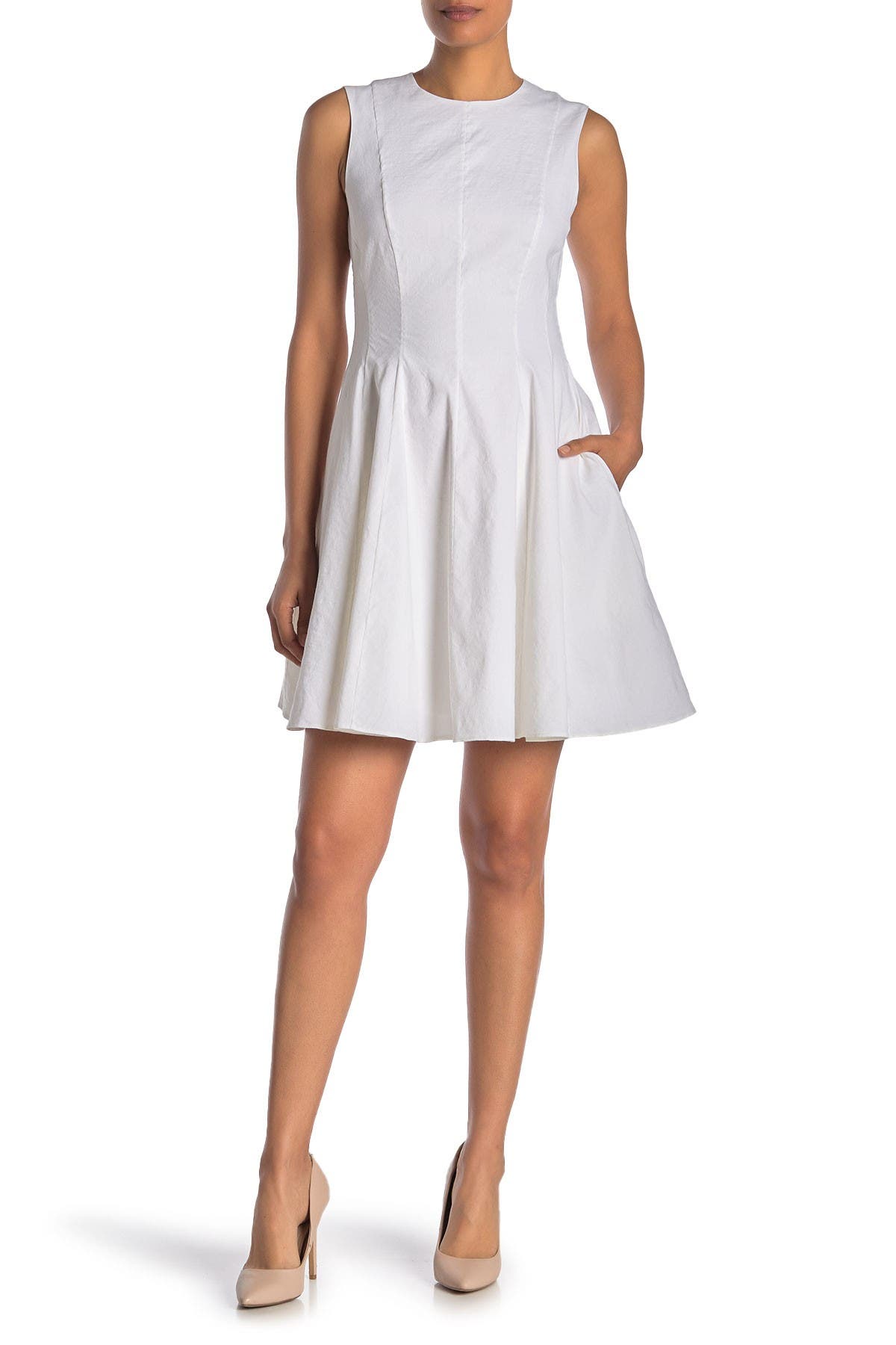linen fit and flare dress