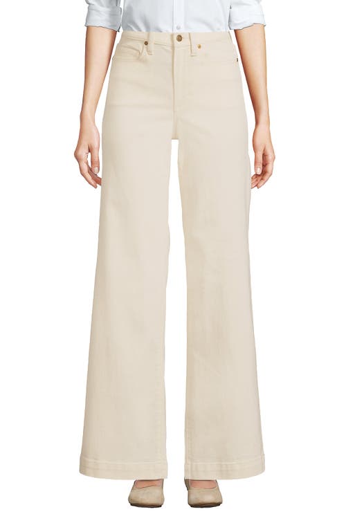 Shop Lands' End Recover High Rise Wide Leg Blue Jeans In Natural