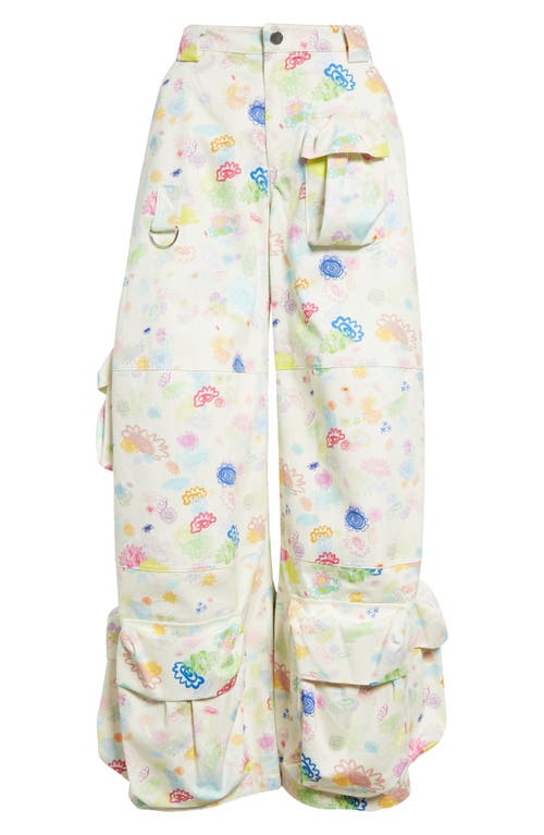 Collina Strada Garden Oversize Cotton Cargo Pants in Bloom