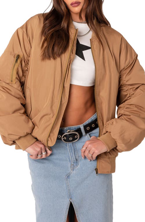 EDIKTED Cala Oversize Bomber Jacket Camel at Nordstrom,