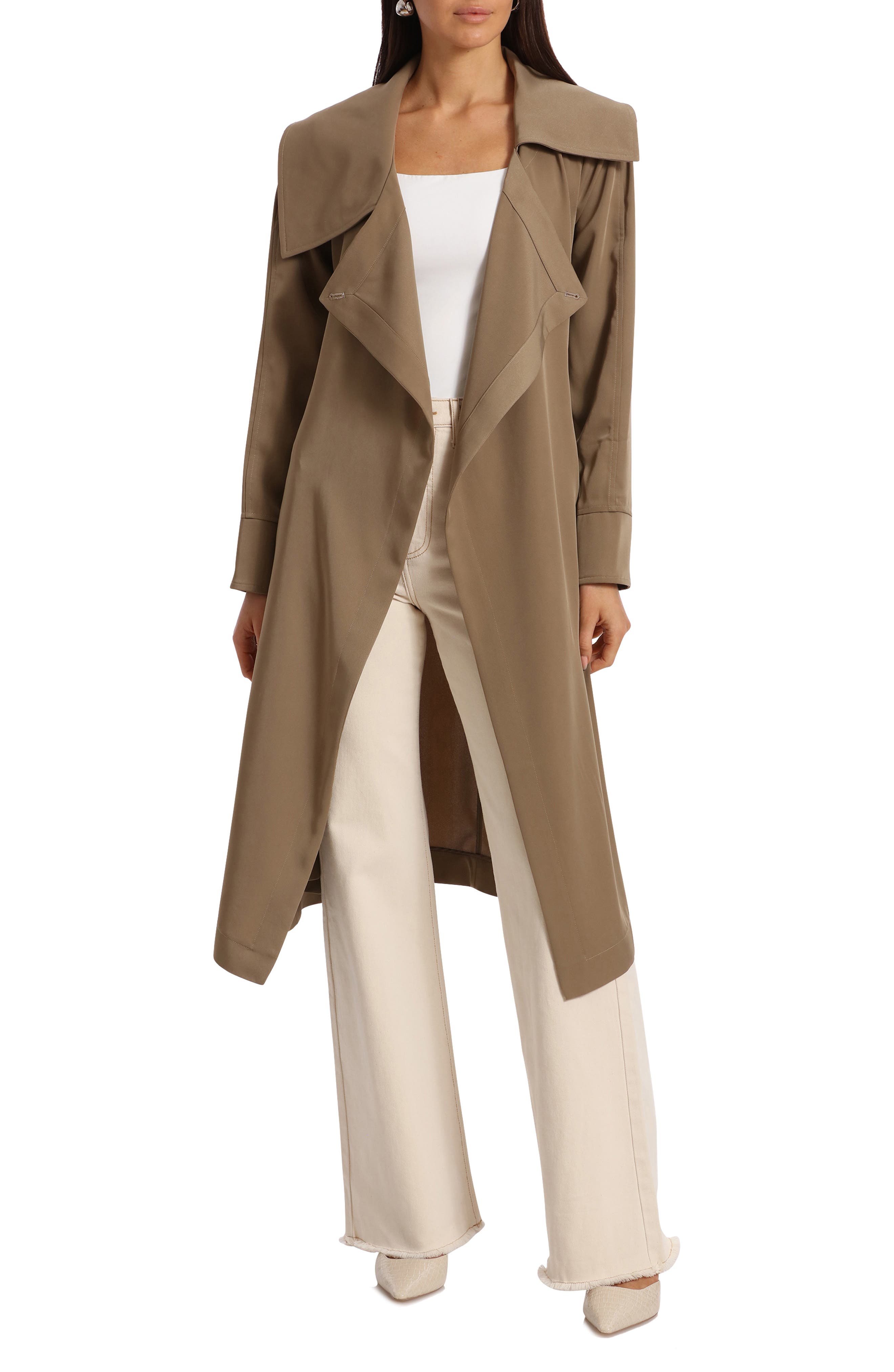 YLÈVE Gray Belted Trench Coat