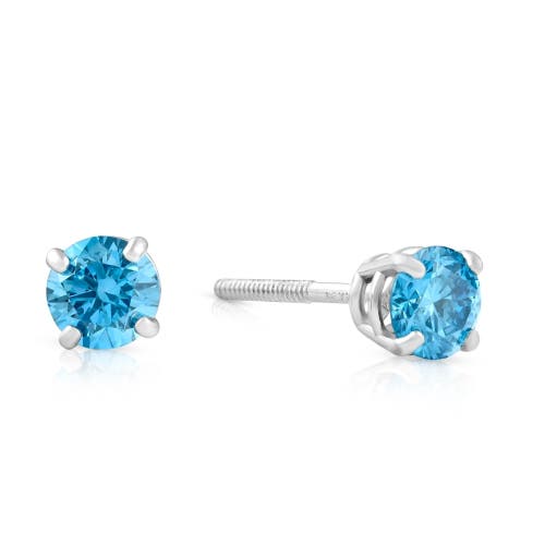 Bliss Diamond 1/2ct Blue Lab Grown Diamond Studs In 14k White Gold