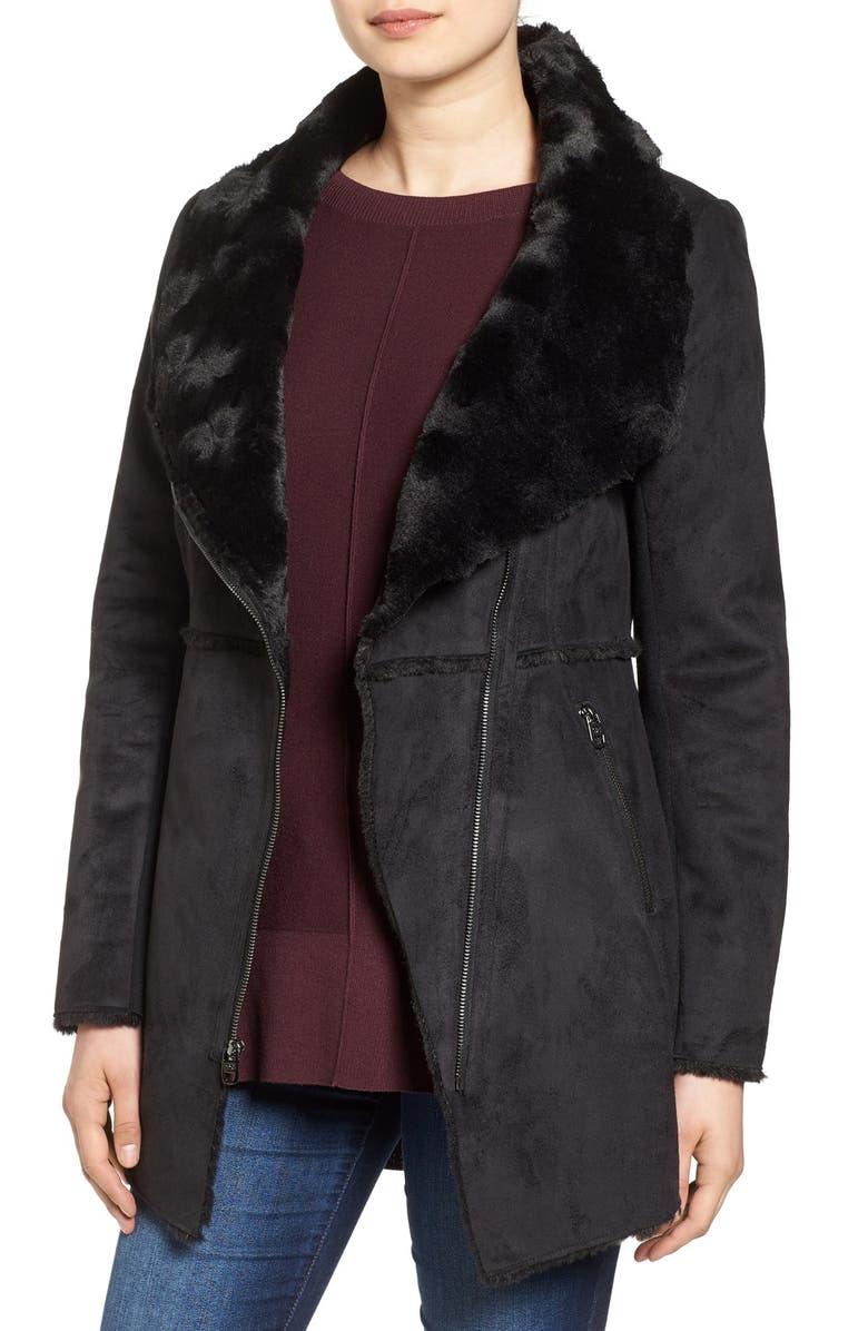 Jessica Simpson Asymmetrical Faux Shearling Jacket | Nordstrom