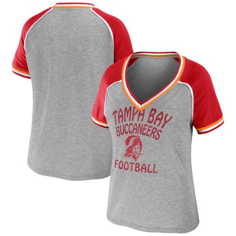 Youth Tampa Bay Buccaneers Tom Brady White Performance Name & Number Raglan  V-Neck T-Shirt