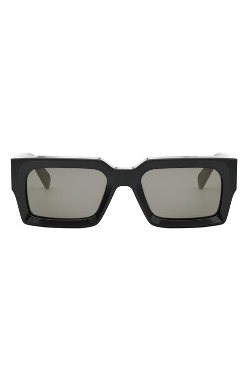 Shop Celine 54mm Rectangular Sunglasses In Shiny Black/smoke