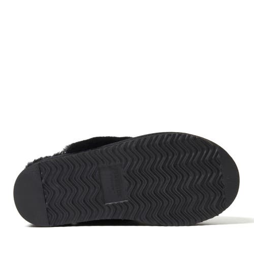 Shop Dearfoams Fireside Melton Genuine Shearling Platform Scuff Slipper In Black