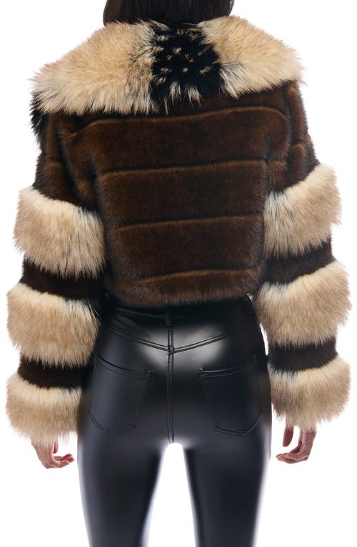 Azalea Wang Portia Crop Faux Fur Jacket In Brown