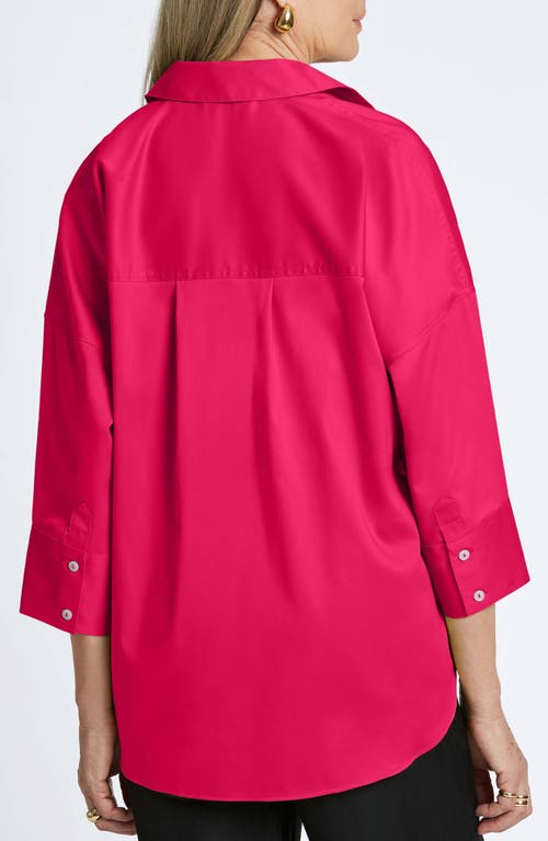 Foxcroft Avery Stretch Button-up Shirt In Ruby Pink