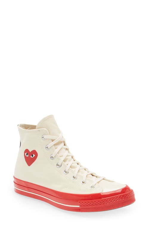 Comme des Garçons PLAY x Converse Chuck Taylor Hidden Heart Red Sole High Top Sneaker White at Nordstrom, Women's