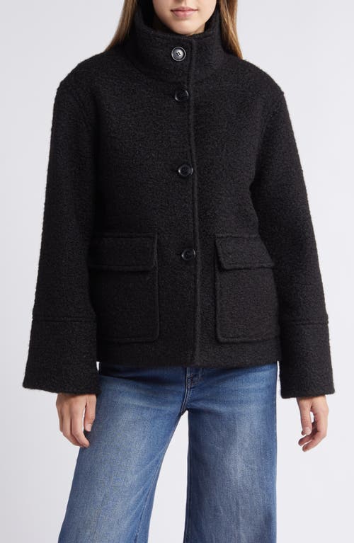 Shop Sam Edelman Stand Collar Pressed Bouclé Jacket In Black