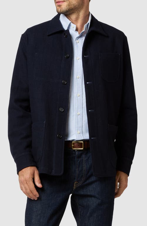 Shop Sid Mashburn Felted Wool Button-up Chore Jacket In Navy Wool Melton