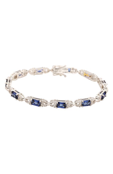 Sapphire & Lab Created White Sapphire Tennis Bracelet