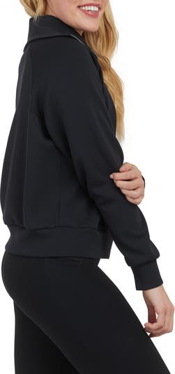 SPANX, Tops, Spanx Black Silhouette 4 Zip Pullover Jacket Hoodie