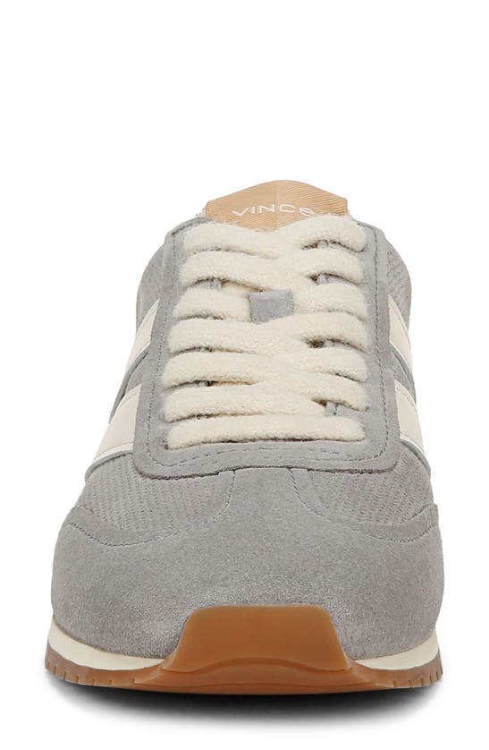Vince Oasis Mixed Leather Retro Sneakers In Fog Grey
