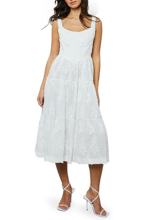 Rare London 3D Floral Corset Midi Dress in White at Nordstrom, Size Small