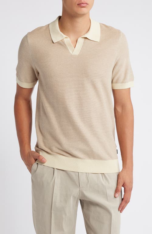 Shop Hugo Boss Boss Tempio Cotton & Lyocell Polo Sweater In Off White/beige