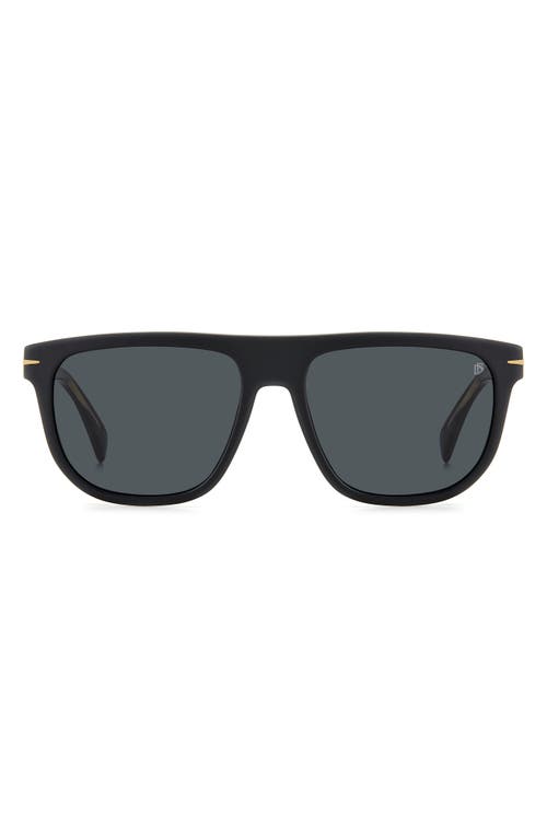 56mm Square Sunglasses in Matte Black Gold/Grey