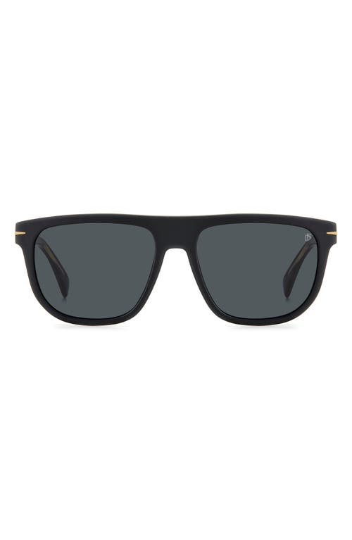 David Beckham Eyewear 56mm Square Sunglasses In Matte Black Gold