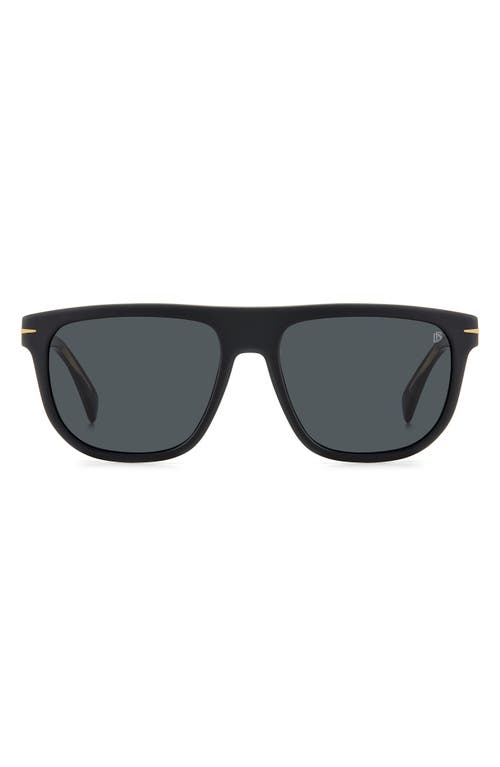 David Beckham Eyewear 56mm Square Sunglasses In Matte Black Gold