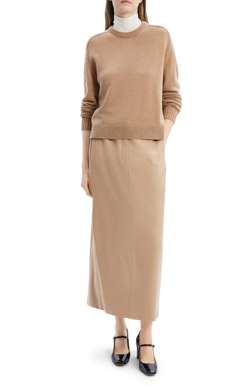 Shop Theory Cashmere Crewneck Crop Sweater In Royal Camel