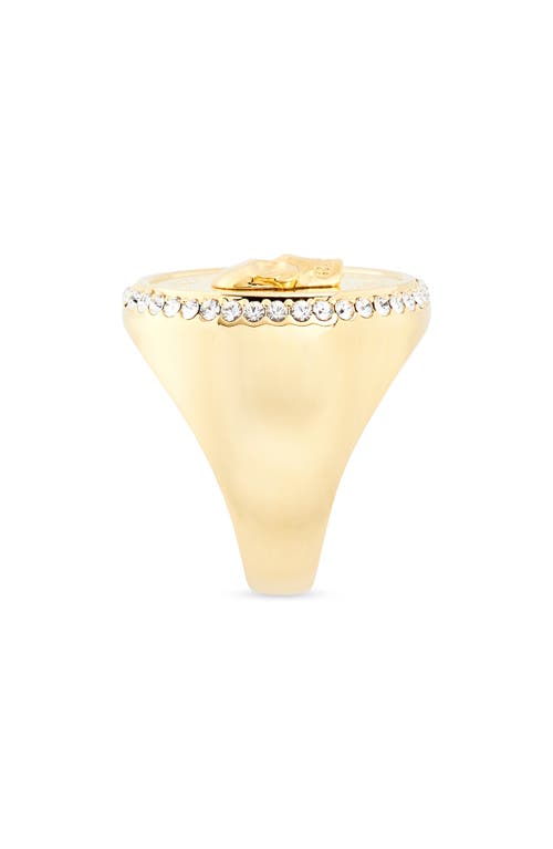 Shop Alexander Mcqueen Sovereign Skull Ring In Gold/crystal