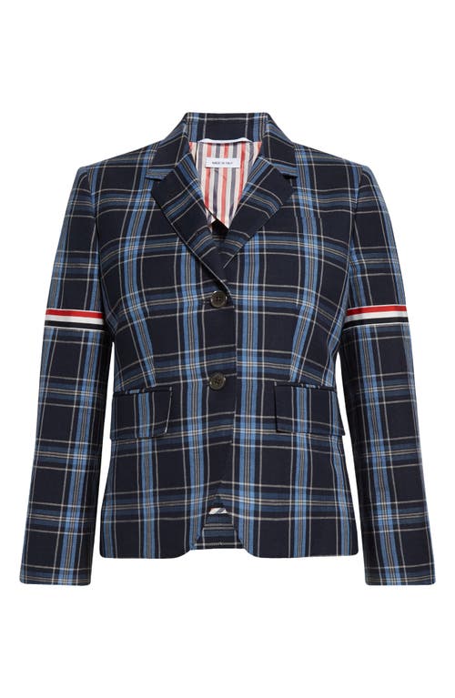 Thom Browne Armband Plaid Blazer In Dark Navy