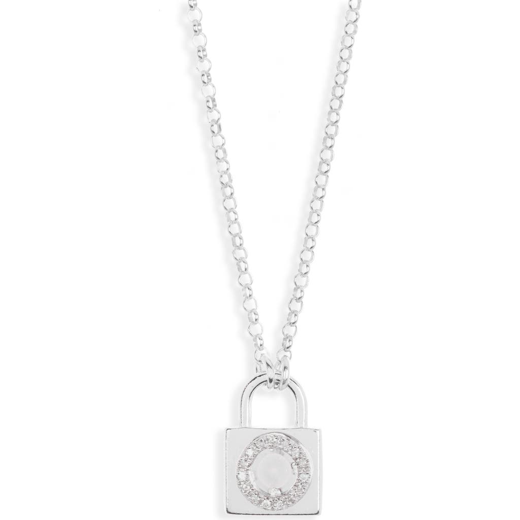 Meshmerise Diamond Padlock Initial Pendant Necklace In White-o