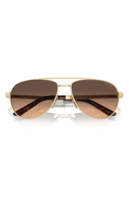 Prada 60mm Pilot Sunglasses In Matte Pale Gold
