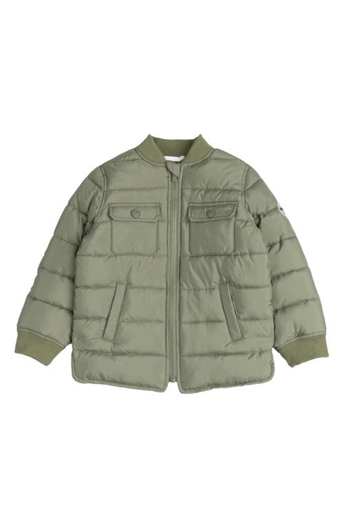 Miles Baby Kids' Quilted Zip-up Jacket In Green Dusty