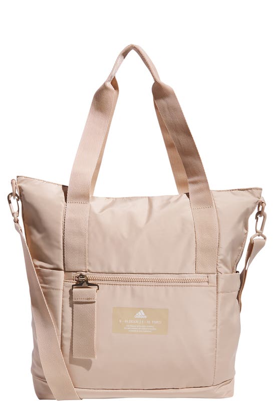 Adidas Originals All Me 2 Polyester Tote In Magic Beige/ Off White/ Gilver