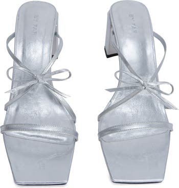 June Metallic Bow Strap Square Toe Sandal