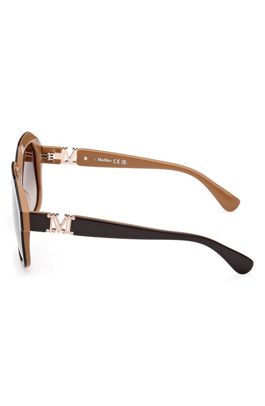 Shop Max Mara 57mm Geometric Sunglasses In Dark Brown/ Other/ Grad Brown