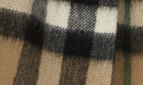 Shop Burberry Giant Check Fringe Cashmere Scarf In Linden