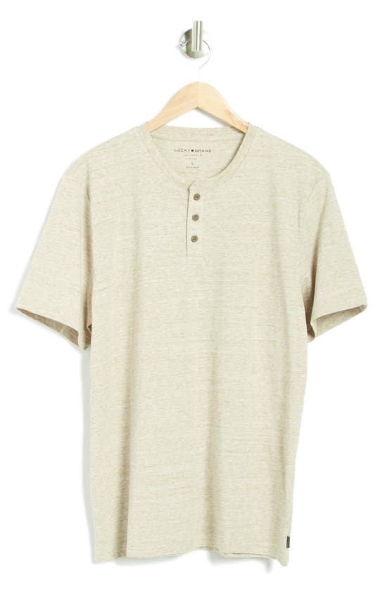 Lucky Brand Cotton Blend Jersey Henley In Toasted Coconut