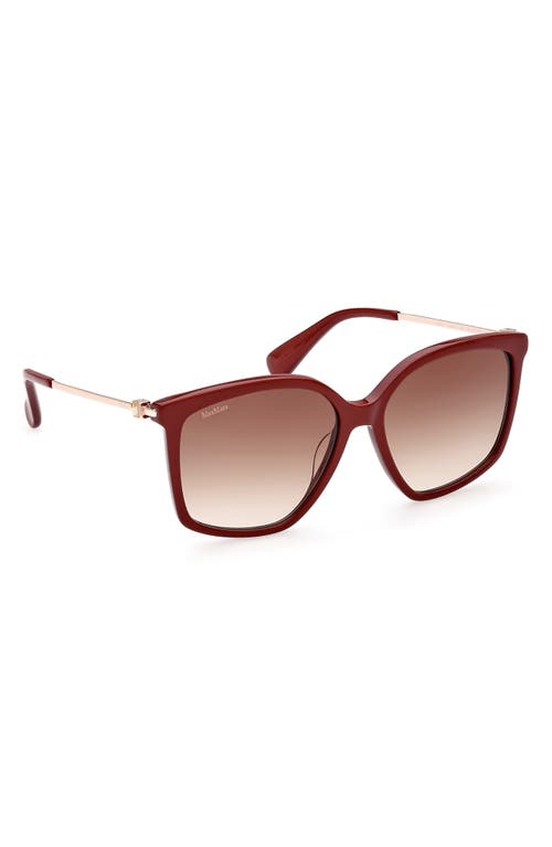 Shop Max Mara 56mm Gradient Geometric Sunglasses In Shiny Red/gradient Brown