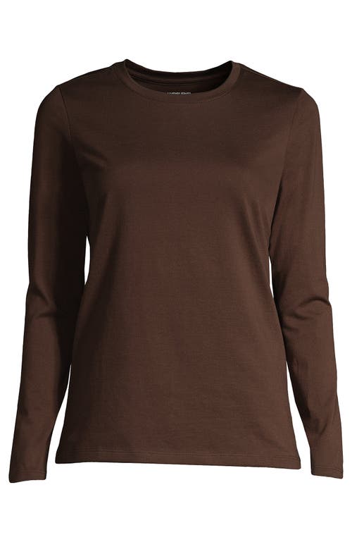 Shop Lands' End Plus Size Relaxed Supima Cotton Long Sleeve Crew Neck T-shirt In Rich Coffee