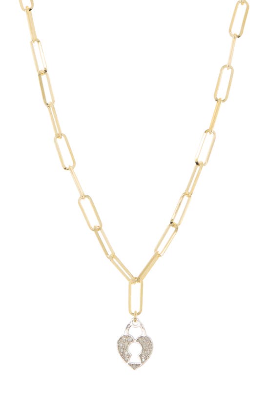 Meshmerise Pavé Diamond Heart Key Pendant Necklace In Gold
