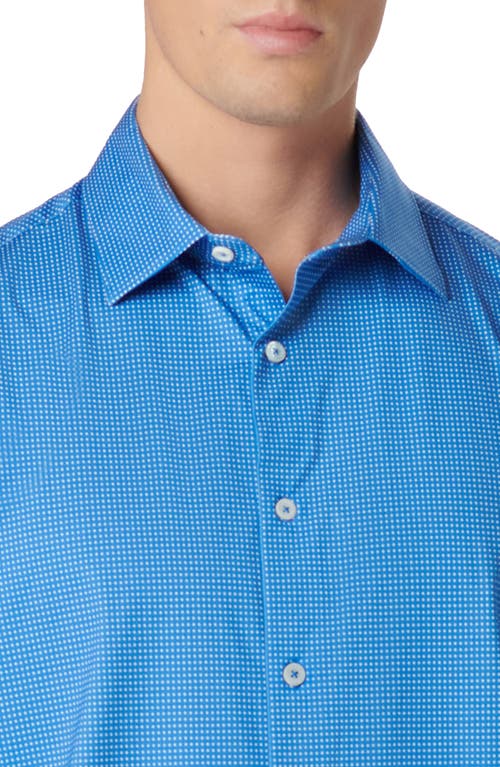 Shop Bugatchi Miles Ooohcotton® Pin Dot Short Sleeve Button-up Shirt In Classic Blue