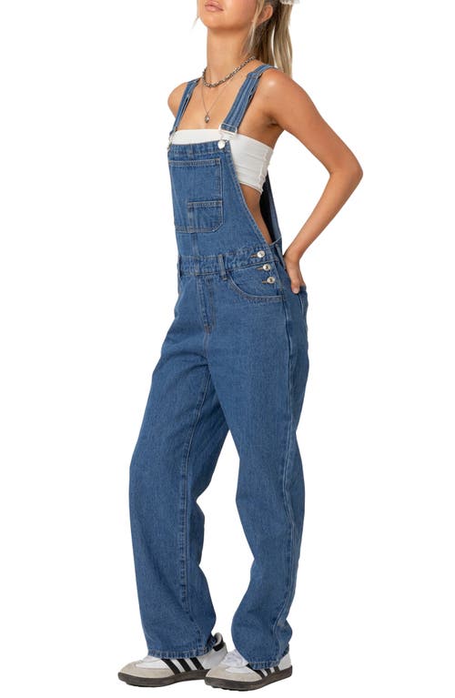 Shop Edikted Rosemary Denim Overalls In Blue-washed