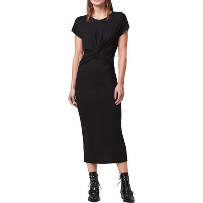 Allsaints Paloma Shimmer Midi Dress, Black
